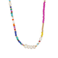 Go2boho Collier Bohème d'Été Coloré avec Perles d'Eau Douce pour Femme, Bijoux de Mode Faits à la Main, Accessoires Boho, Collier de Perles Miyuki