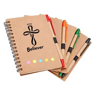 Libretas Personalizables con Logotipo Cristiano para Promoción, Libreta Kraft Personalizada con Bolígrafo, Notas Adhesivas, Libreta Espiral - Product Image 1
