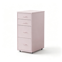 Armoire de rangement en métal blanche à 4 tiroirs, commode mobile étroite pour chevet, armoire de classement sous le bureau avec roulettes