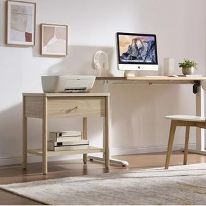 End <strong>Table</strong> with Drawer, Wood Nightstand with Solid Wood Legs, Large <strong>Bedside</strong> <strong>Table</strong> Wooden Bedroom Side <strong>Table</strong> <strong>Mid</strong> <strong>Century</strong> Modern - Product Image 4