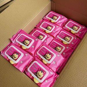Lingettes <span class=keywords><strong>pour</strong></span> enfants au design ours fraise, lingettes humides <span class=keywords><strong>pour</strong></span> le nettoyage des mains et du visage à l'eau pure, soins <span class=keywords><strong>pour</strong></span> mères, 10 paquets avec boîte de rangement - Product Image 5