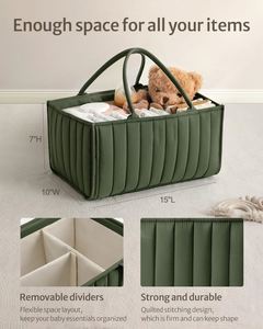 Quilted Diaper Caddy Organizer Premium Puffer Style Nursery Storage <b>Bins</b> Water-Resistant & Wipeable Changing Table Organizer - Product Image 5