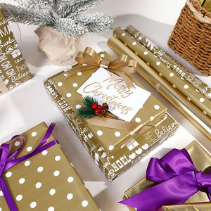 กระดาษห่อของขวัญขนาด43*300ซม. กระดาษห่อ80gsm สำหรับบรรจุภัณฑ์คริสต์มาสให้ความสุขผู้ผลิต2024 - Product Image 5