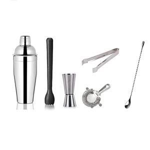 Juego de Coctelera de Metal con Soporte de Madera, Kit de Bar de Acero Inoxidable de 6 Piezas y 750 ml, Coctelera de Vino de Lujo Sostenible en Oferta - Product Image 1