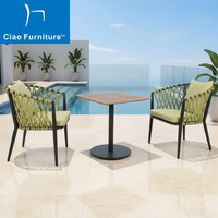 Mobilier de restaurant moderne pour balcon 3 pièces table basse de jardin bistrot et chaise de salle à manger en corde