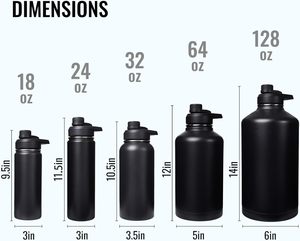Bouteille d'eau isotherme de 24 oz avec poignée, bouteilles d'eau en acier inoxydable 304 à large ouverture, bouteille d'eau sport à double paroi sous vide - Product Image 1