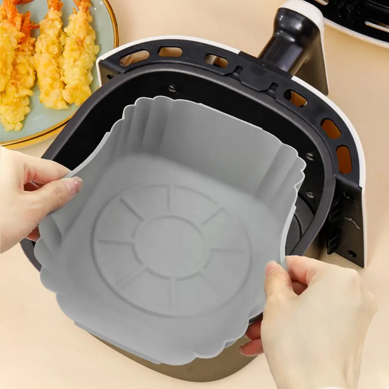 Custom Silicone Air Fryer Accessories Easy Cleaning Air Fryer Oven Food Grade Reusable Silicone Pot Basket