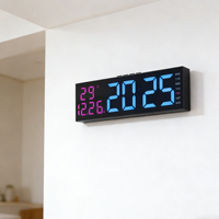 Horloge murale numérique LED électronique moderne avec rétroéclairage, affichage de la température, de la date et du jour, minuteur, pour bureau/table, décoration de salon et de maison