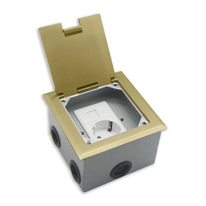 Factory price floor socket Stainless Steel Brass Alloy thin waterproof floor outlet floor box socket Hidden flip cover