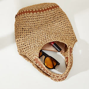 Sac fourre-tout en paille tressée style espagnol 2026 avec chaînes et broderies, grand sac à main de plage pour femmes - Product Image 4