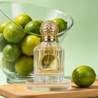 Botol Parfum Kaca 100ml Bergaris Vertikal dengan Tutup Sekrup Emas dan Pompa Semprot, Sablon Sutra