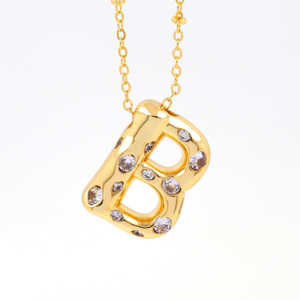26字母项链饰品女A ~ Z首字母个性化定制泡泡字母名称锆石魅力吊坠项链饰品男 - Product Image 4