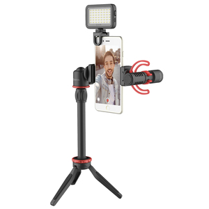 Smartphone By-vg350 avec mini trépied, tube d'extension, lumière LED et microphone Mm1 pour <span class=keywords><strong>YouTube</strong></span>, TikTok, Facebook et vlogging - Product Image 1