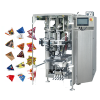 Machine d'emballage automatique de snacks en sachets triangulaires électriques avec moteur, pour film en rouleau vertical, granulés et aliments, avec étiqueteuse