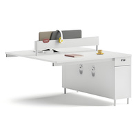 Poste de travail de bureau individuel moderne en bois avec cloison de séparation pour employés, ensemble de mobilier de bureau blanc