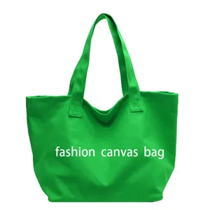 reusable Korean large capacity shoulder shopping bag literary canvas bag zipper tote bag