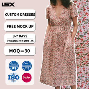 Robes personnalisées pour femmes, décontractées, amples, à taille haute élastique, longues, style coréen, imprimées florales, à épaule unique, pour l'été - Product Image 1