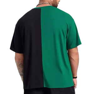 Hai Tone Màu Khối T Áo Sơ Mi Cho Nam Giới Tùy Chỉnh 100% Cotton Ghép Áo Thun Quá Khổ Drop Vai Thời Trang Phố Mock Sườn Cổ T-Shirt - Product Image 6