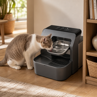 Nouvelle Fontaine à Eau Intelligente pour Chat en Acier Inoxydable, Rechargeable, à Piles, avec Fonction Inclinaison et Séparation Eau Propre/Eau Sale, Noire