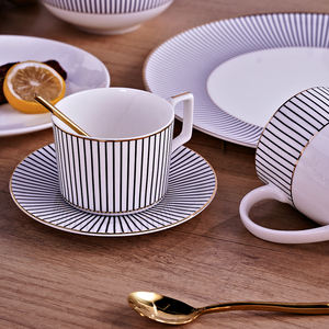 畅销经典晚餐套装复古骨瓷牛排拼盘黑金雷餐具婚礼派对活动餐盘 - Product Image 4