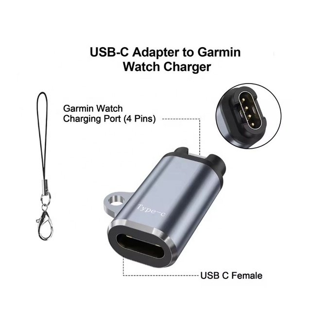 Type C/Micro/IOS USB to 4pin Charger Adapter Connector for Garmin Fenix 7/6/5/7X/6X/5X/ Venu 2 Plus Watch Charging Converter