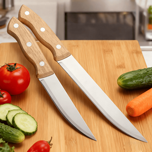 مجموعة سكاكين مطبخ حديثة من الفولاذ المقاوم للصدأ مصنوعة يدويًا ومسننة ومناسبة للاستخدام من الجانبين وآمنة للغسل في غسالة الأطباق للمحترفين - Product Image 2