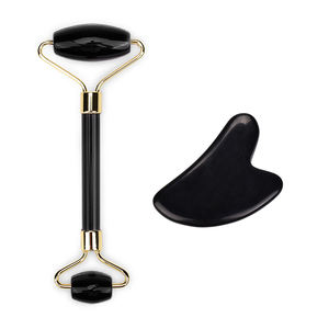 Rodillo <span class=keywords><strong>de</strong></span> cara <span class=keywords><strong>de</strong></span> obsidiana negra y Gua Sha, juego con caja <span class=keywords><strong>de</strong></span> regalo, Gema <span class=keywords><strong>de</strong></span> vidrio volcánico auténtico, rodillo Facial y Guasha - Product Image 1