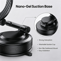 Support magnétique pour voiture résistant à la chaleur -44 ° F à 203 ° Support de téléphone à ventouse F Nano-Gel pour toutes les conditions routières