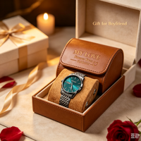 Kotak Penyimpanan Jam Tangan Kulit PU Buatan Tangan Grosir, Logo Kustom Terukir Laser, Hadiah Bisnis Mewah, Kotak Penyimpanan Jam Tangan Korporat