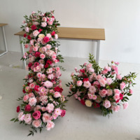Décoration de scène de mariage personnalisée, ensemble complet, arrangement floral, fleurs artificielles en soie, rose artificielle, grand centre de table fleuri