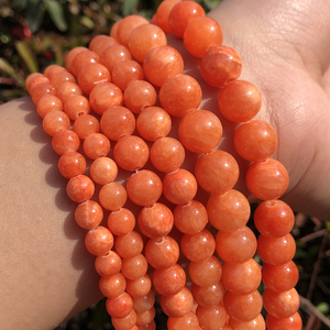 Perles en pierre de jade orange rondes en gros 6/8/10/12MM, perles lâches pour la fabrication de <span class=keywords><strong>bijoux</strong></span> DIY, <span class=keywords><strong>bracelets</strong></span> et colliers - Product Image 2