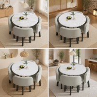 Prix de la table à manger en pierre frittée |   Table Ronde Moderne en Porcelaine avec Pieds en Métal Noir pour Hôtel, Restaurant, Appartement, Décoration