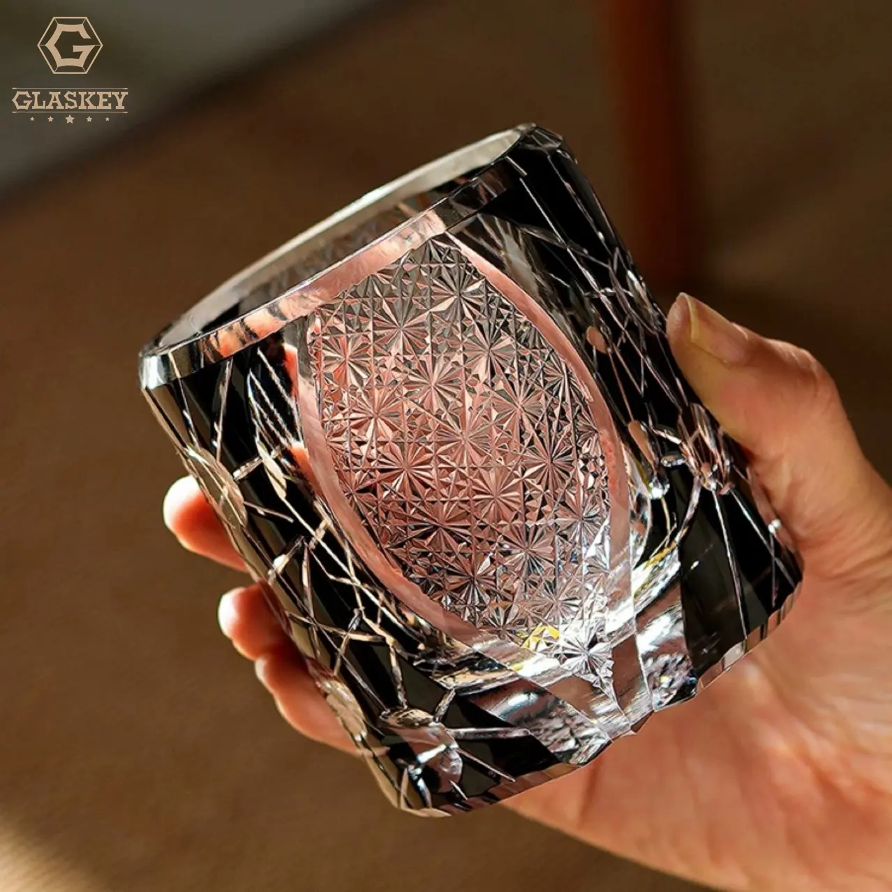 Craft tradizionale tazza di vetro Whiskey Cup Shot bicchieri fatti a mano cristallo Edo Kiriko taglio a mano vetro di roccia