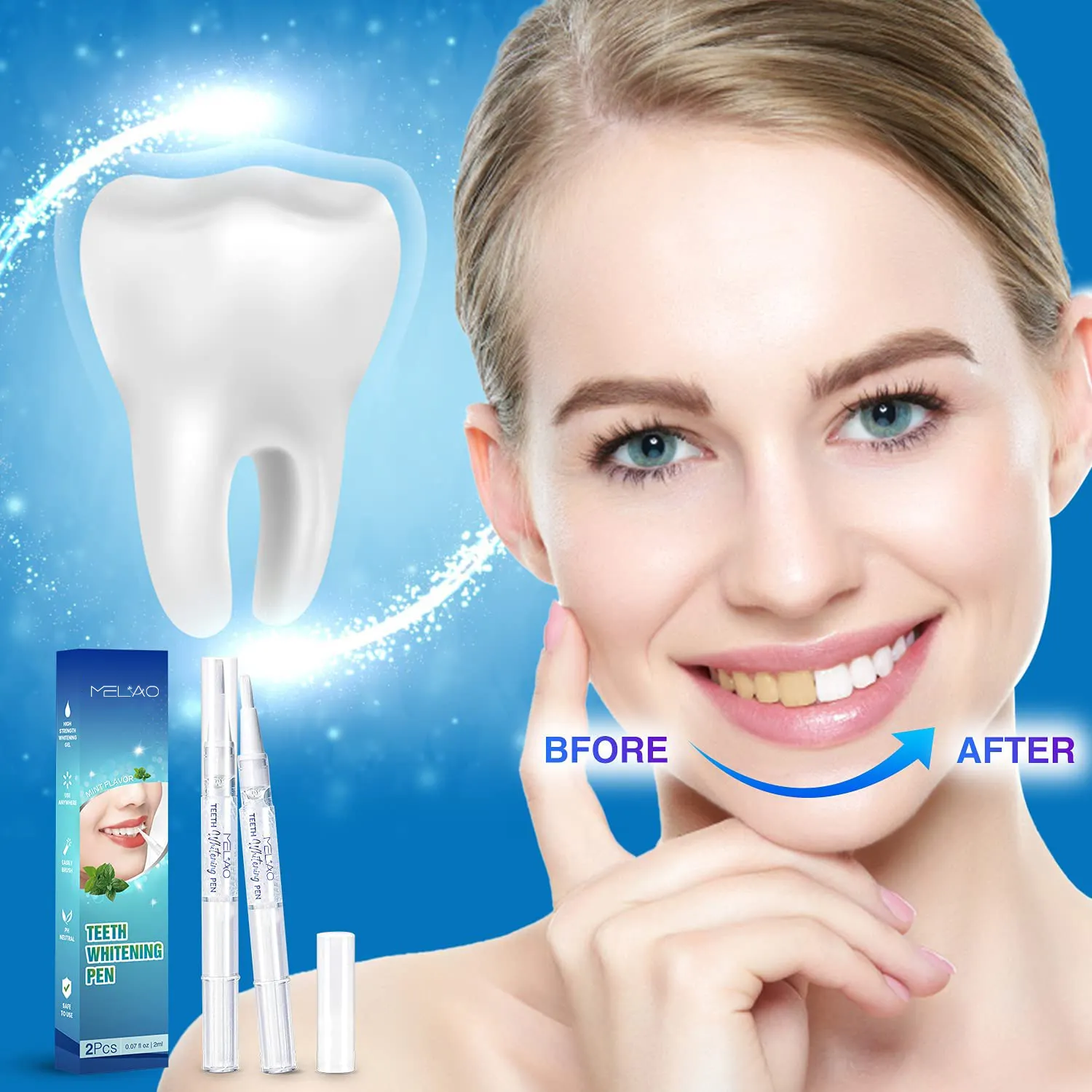 Hot Selling Private Label Natürliches Bio-Zahnaufhellungs-Gel Flecken entfernen Mundhygiene Sofortiger Zahn aufhellung stift