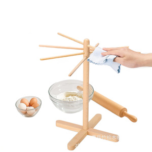 Égouttoir à nouilles en bois rond suspendu, support pour baguettes et cuillères, couleur bois naturel, assemblage requis - Product Image 1