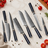 Couteau de cuisine professionnel fait main en acier Damas 67 couches VG10 avec manche en résine, ambidextre, ensemble de couteaux de chef de 8 pouces