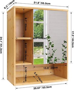 <span class=keywords><strong>Mueble</strong></span> de <span class=keywords><strong>Baño</strong></span> de Bambú Personalizado para Montar en la Pared con Espejo - Product Image 3