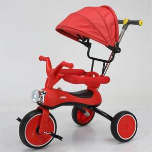 儿童三轮车儿童<span class=keywords><strong>3</strong></span>合1三轮车，带推手和顶篷发光二极管灯，易于骑行的幼儿三轮车 - Product Image 6
