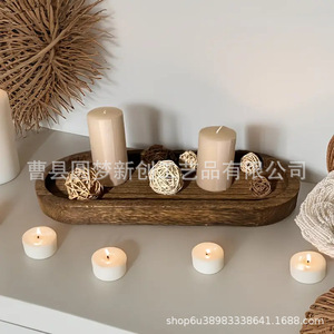 Cross-border wooden tray rectangular dinner plate heat-insulated solid wood plate creative oval cake tray <b>teacup</b> plate - Product Image 1