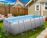 Rechteckiger Rahmenpool 4m x 2m x 99cm Aufstellbecken Tragbarer Stahlrahmenpool mit Sandfilter und Leiter