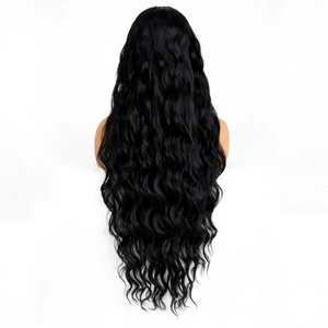 วิกผมคุณภาพสูง 13*4 แบบผูกด้วยมือ ด้านหน้าเป็นผ้าลูกไม้ สีดำ <span class=keywords><strong>ผม</strong></span>ยาวตรง/หยิก แสกได้ตามต้องการ มี<span class=keywords><strong>หน้าม้า</strong></span> ปริมาณ<span class=keywords><strong>ผม</strong></span>มาก สวมใส่ง่าย - Product Image 3