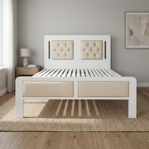 Moderna y Elegante Cama Queen de 1 Metro con Base de Muelles Extensible de Hierro Tapizada, No Plegable, para Hogar, Almacén, Sofá, Loft, Dormitorio - Product Image 3