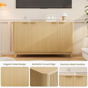 Estetica armadietto da Buffet con Credenza scanalata a 4 porte con Credenza portaoggetti per Console da tavolo e <span class=keywords><strong>Bar</strong></span> da salotto ampi armadi da soggiorno - Product Image 5