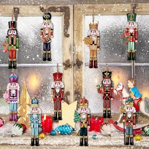 12PCS <b>Nutcracker</b> Wooden Decorative Set <b>Soldier</b> Figurine Hanging Tree Decor - Christmas Gift, Party Decoration And Home Decor - Product Image 6