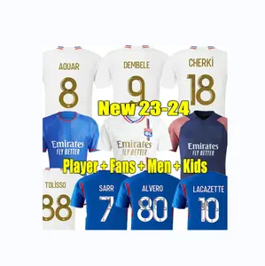 LACAZETTE Camisas De Futebol 23 24 lyon Maillot de pé SARR CHERKI camisas de futebol 2023 2024 CAQUERET homem crianças kits