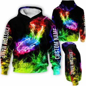 Envío Directo Unisex Scuba Diver colorido humo nombre personalizado 3D Sudadera con capucha con estampado de buceo para uso diario Otoño Invierno para buceo - Product Image 1