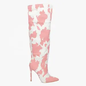 OEM/ODM महिला जूते Anmairon फैशन लड़कियों गुलाबी दूध टखने जूते सेक्सी जांघ उच्च जूते बड़े आकार घुटने जूते
