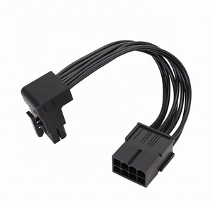 Cable de extensión de 8 pines y 90 grados para tarjeta gráfica de 18AWG, cable de doble flexión macho a hembra de 8 pines positivo y negativo D-042 - Product Image 1