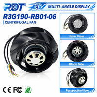 Ventilateur centrifuge industriel EC R3G190-R801-06 à haut débit d'air et faible bruit, souffleur à pales courbées vers l'arrière pour équipement de refroidissement CVC