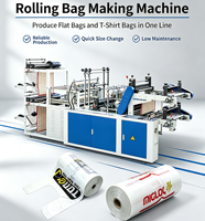 Machine automatique de fabrication de sacs poubelles avec moteur, modèle DZB-500 pour sacs en plastique type T-shirt/plats, par Debang